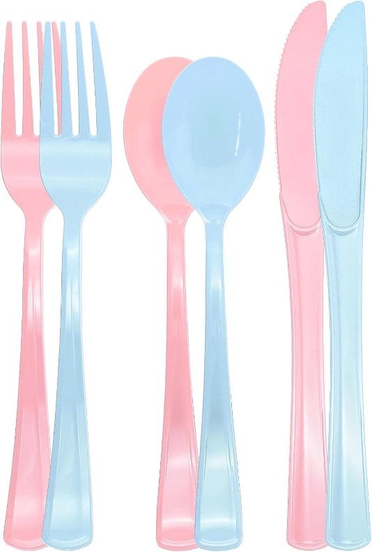 Pink and Blue Plastic Utensils 24 cts