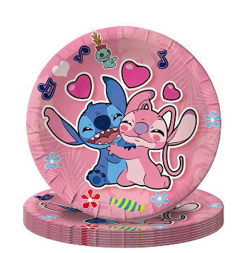 Pink Stitch Paper Plates 9 in, 10 pcs