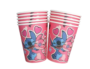 Pink Stitch Paper Cups 9 oz, 10 pcs