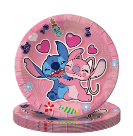 Pink Stitch Paper Plates 7 in, 10 pcs