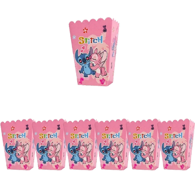 Pink Stitch Popcorn Box, 6 pcs