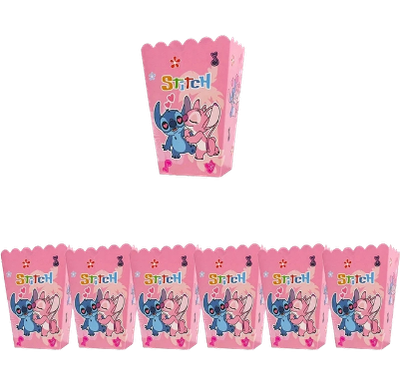 Pink Stitch Popcorn Box, 6 pcs