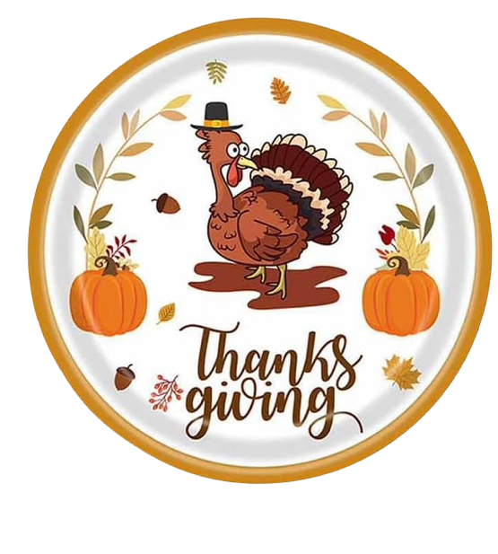 Happy Thanksgiving Paper Plates 7 in, 10 pcs