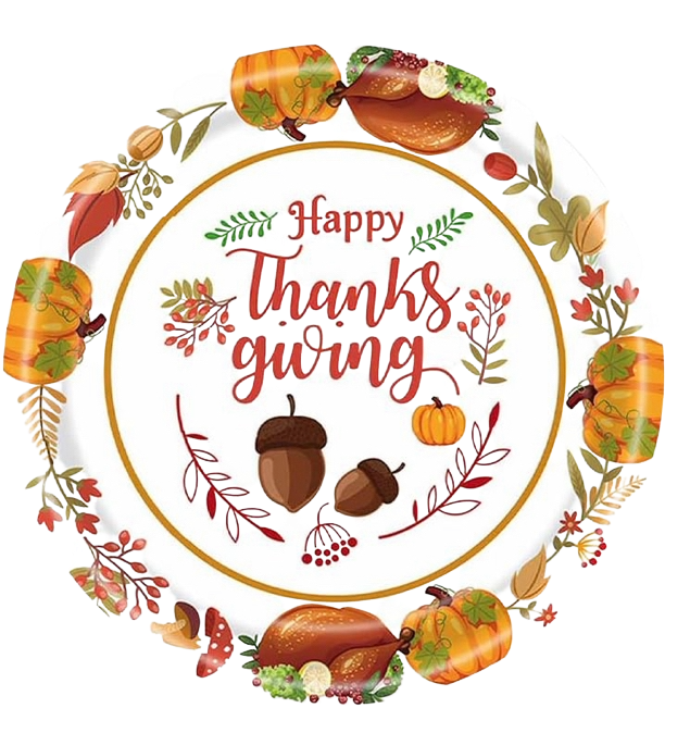 Happy Thanksgiving Paper Plates 9 in, 10 pc