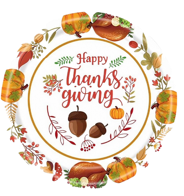 Happy Thanksgiving Paper Plates 9 in, 10 pc