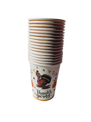 Happy Thanksgiving Paper Cups 9 oz, 16 pcs