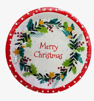 Merry Christmas Paper Plate 9 in, 24 units