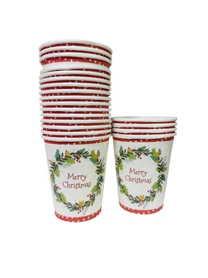 Merry Christmas Paper Cups 9 oz, 24 units