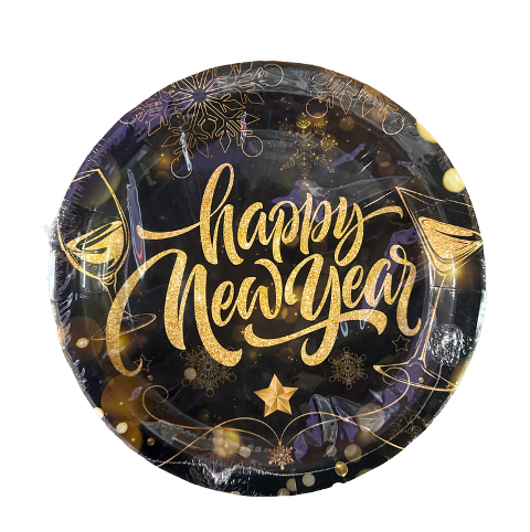 Happy New Year Paper Plates 9 in, 10 pcs