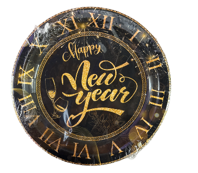Happy New Year Paper Plates 7 in, 10 pcs