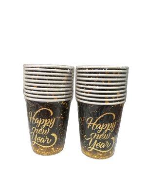 Happy New Year Paper Cups 9 oz, 10 pcs