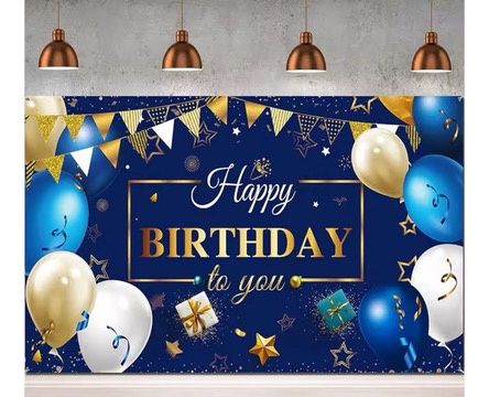 Blue-Happy Birthday Backdrop