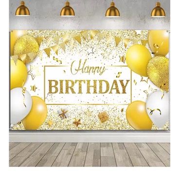 Yellow-Happy Birthday Backdrop
