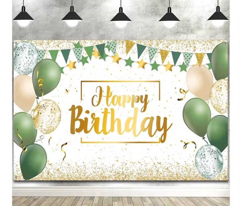 Green-Happy Birthday Backdrop