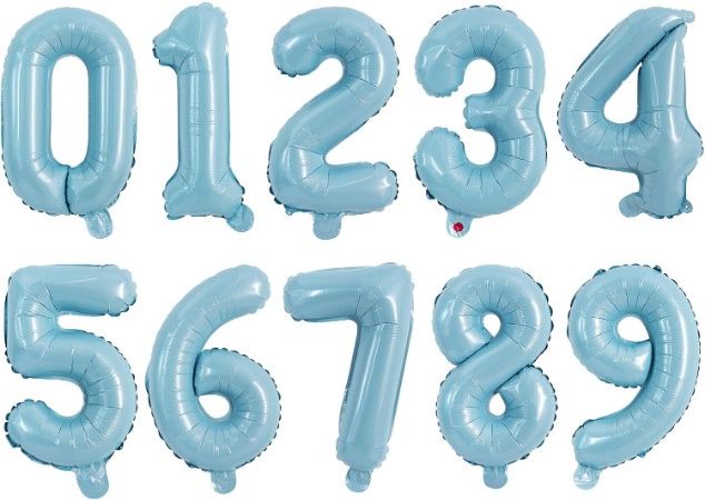 Baby Blue Foil Number Balloon 32 in Helium Filled
