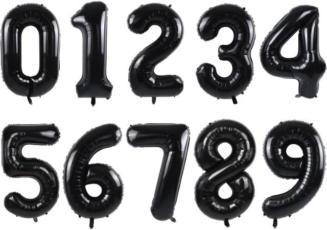 Black Foil Number Balloon 32 in Helium Filled