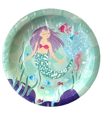 Little mermaid Paper Plates 7in, 10 pcs
