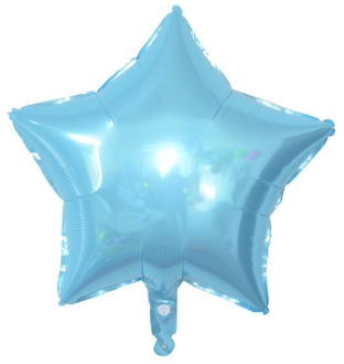 Light Blue Star Foil Balloon Helium Filled, 18"