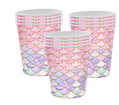 Mermaid Paper Cups 9oz, 16 pcs