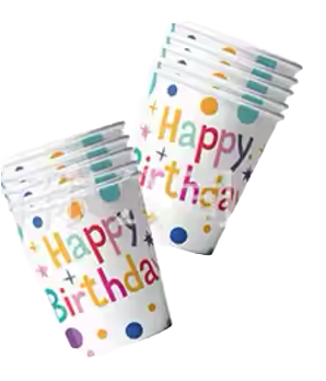 Happy Birthday Paper Cups 9oz, 10 pcs