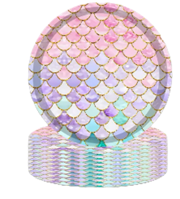 Mermaid Paper Plates 9in 16 pcs