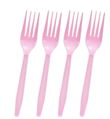 Pink  Plastic Forks 16 pcs