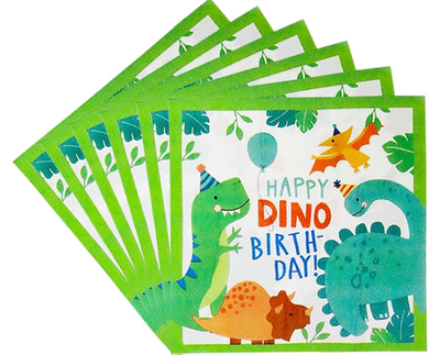 Happy Dino  Birthday Napkins 6in, 20 pcs