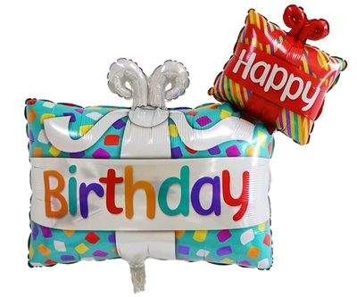 Present Birthday Foil Balloon Helium Filled, 35"