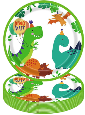 Happy Dino Birthday Paper Plates 7in 10 pcs
