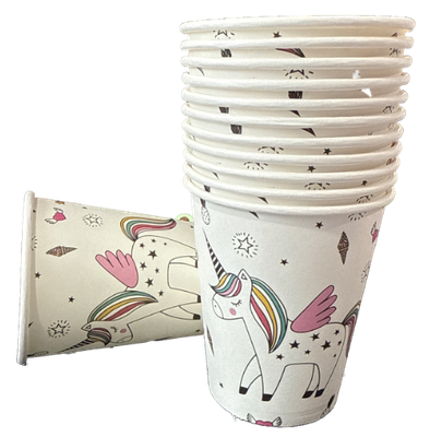 Rainbow Unicorn Paper Cups 9oz, 12 pcs