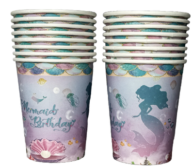 Mermaid  and a Shell Paper Cups 9oz, 16 pcs