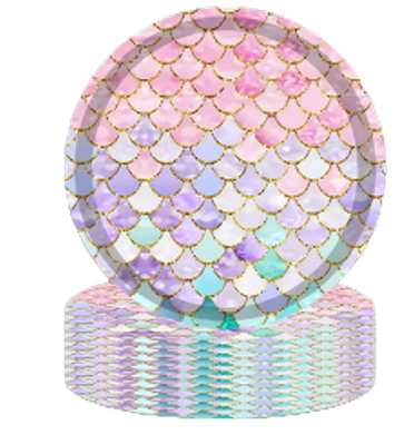 Mermaid Paper Plates 7in 16 pcs