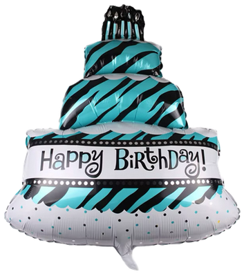 Blue Cake Foil Balloon Helium Filled, 32"