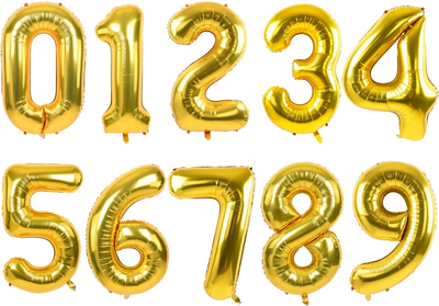 Gold Foil Number Balloon 32 in Helium Filled