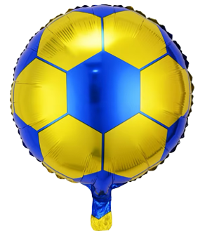 Soccer Yellow and Blue Ball Foil Balloon Helium Filled, 18"