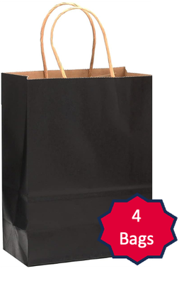 Black Paper Gift Bags - 4 bags/ Pack