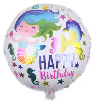 Little Mermaid Birthday Foil Balloon Helium Filled, 18"