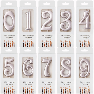 Silver Number Birthday Candle