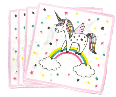 Rainbow Unicorn Napkins 6in, 12 pcs