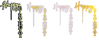 Acrylic Cake Topper Happy Birthday, Right Angle