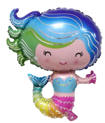 Mermaid Girl Foil Balloon Helium Filled, 28"
