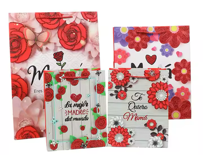 Gift Bag Mothers Day, "La Mejor Madre del Mundo" "Te Quiero mamà" "Mamá mi mejor amiga"  Glitter details