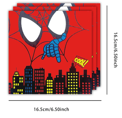 Spiderman Napkins 6in, 20 pcs