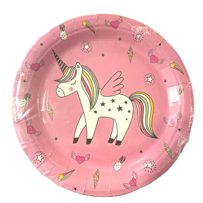 Rainbow Unicorn Paper Plates 7in, 12 pcs