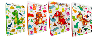 3D Dino Gift Bag any celebration, Baby Shower, Birthday, Glitter details