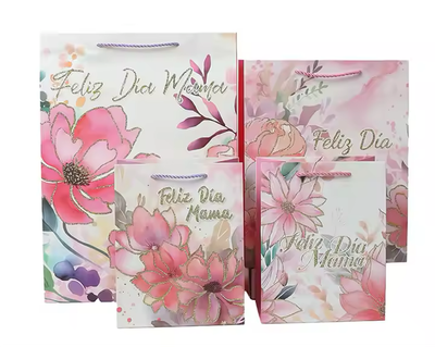 Gift Bag-  "Feliz día Mamá"  Glitter details