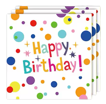 Happy Birthday Napkins 6in, 20 pcs