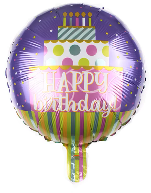 Purple Happy Birthday Foil Balloon Helium Filled 18"