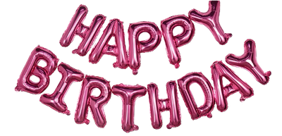 Happy Birthday Foil Balloons - Fuchsia