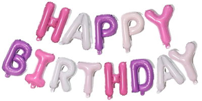 Happy Birthday Foil Balloons - Purple &amp; Pink